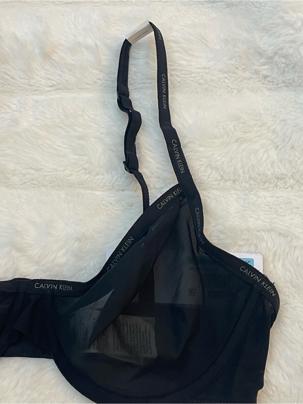 Calvin Klein Women's Sheer Marquisette Lightly Lined Demi Bra, 34C Black - Picture 6 of 9